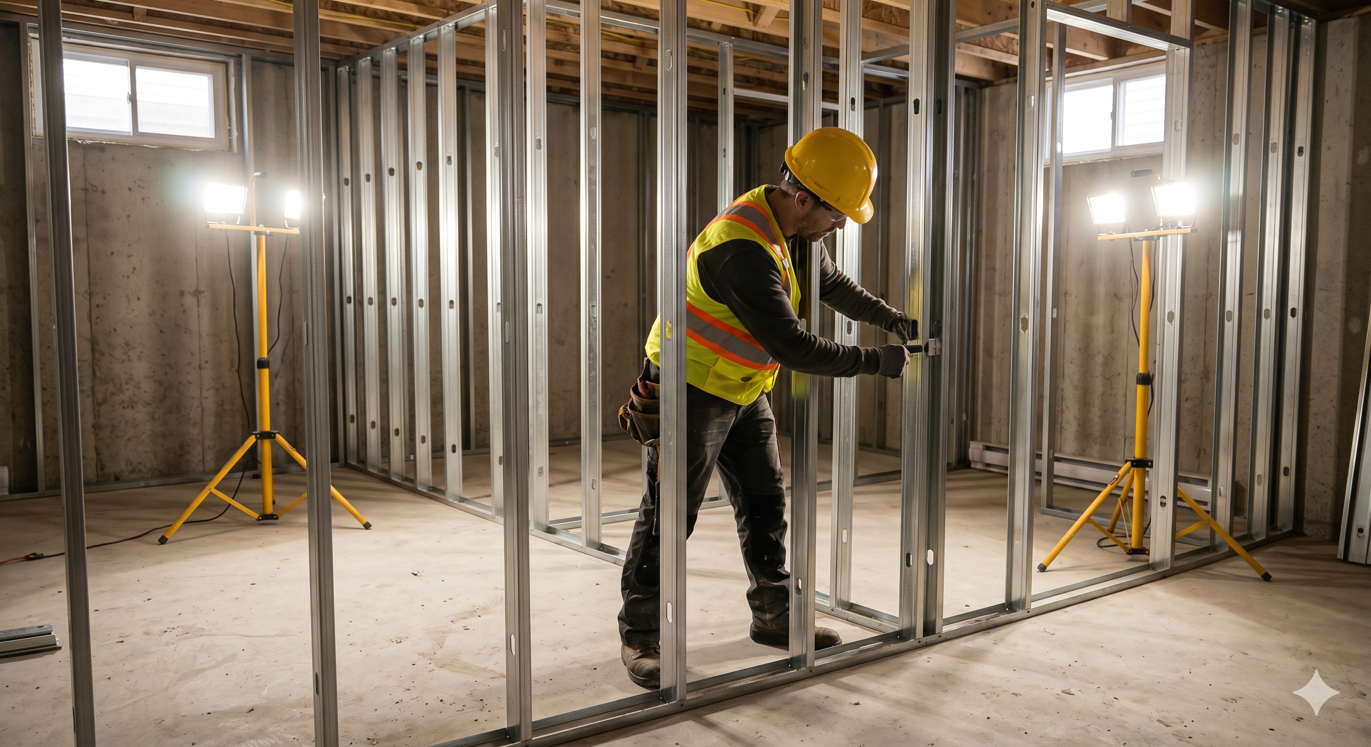 Installation charpente sous-sol Ottawa — rénovation en cours