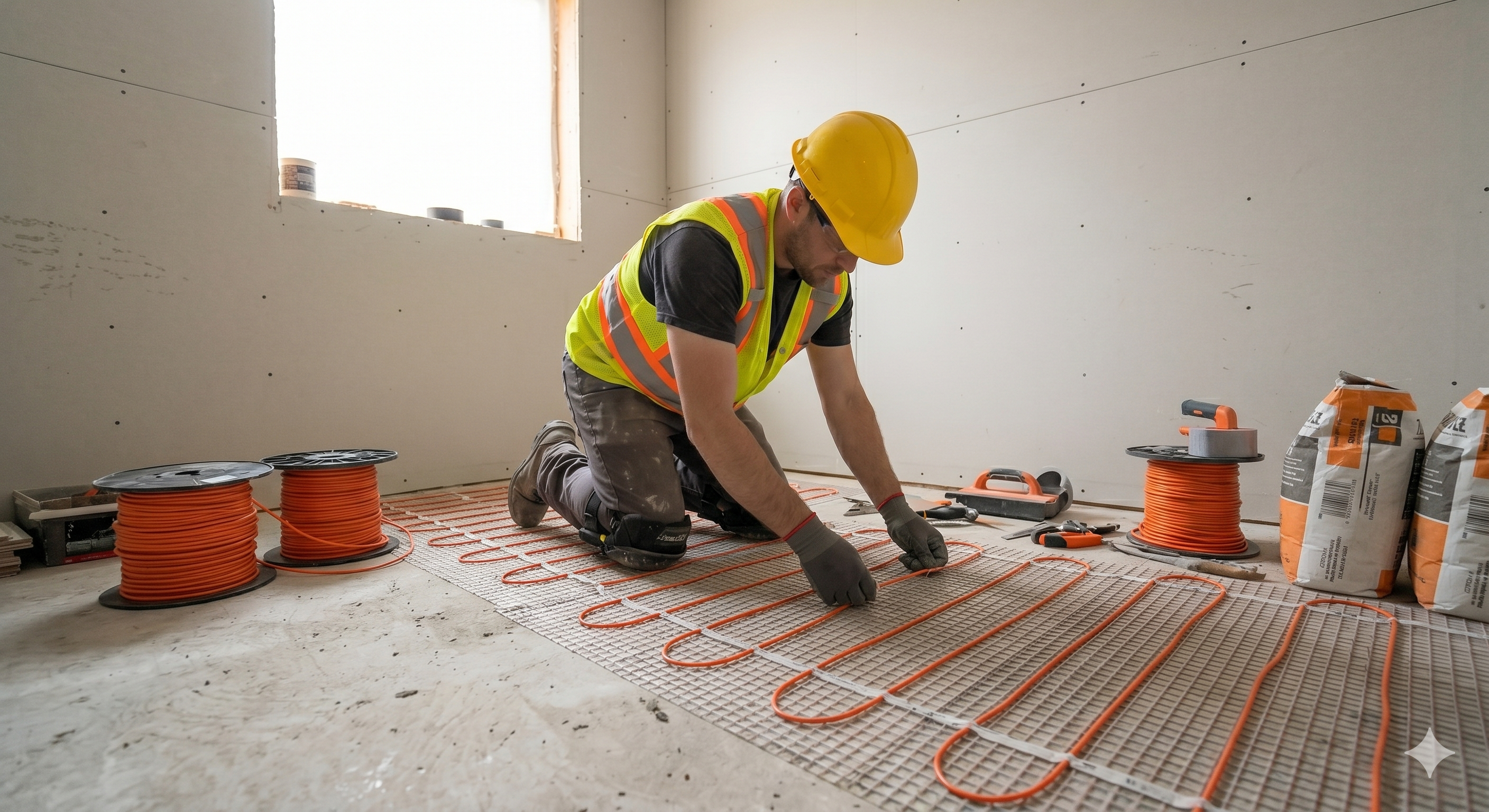 Installation plancher chauffant salle de bain