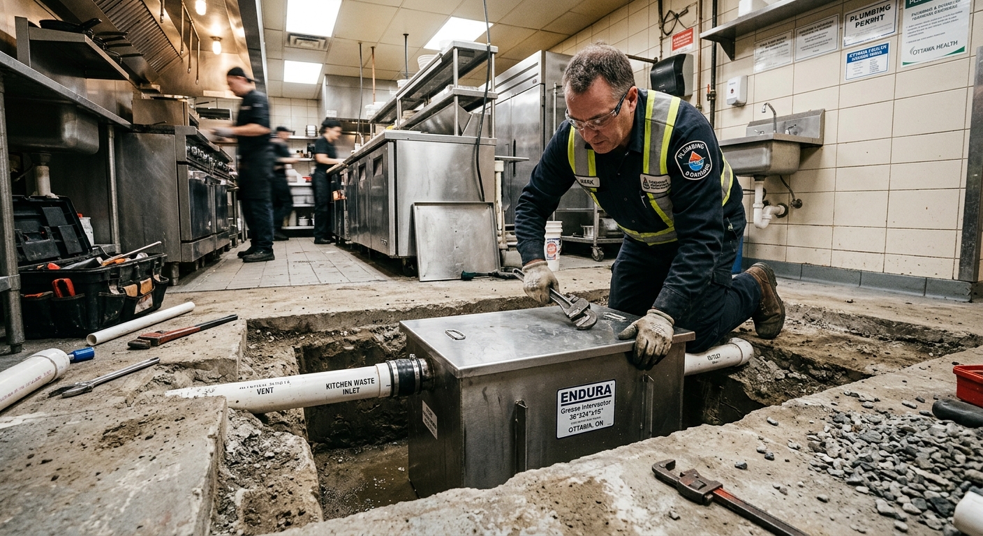 Grease trap installation Ottawa — commercial kitchen