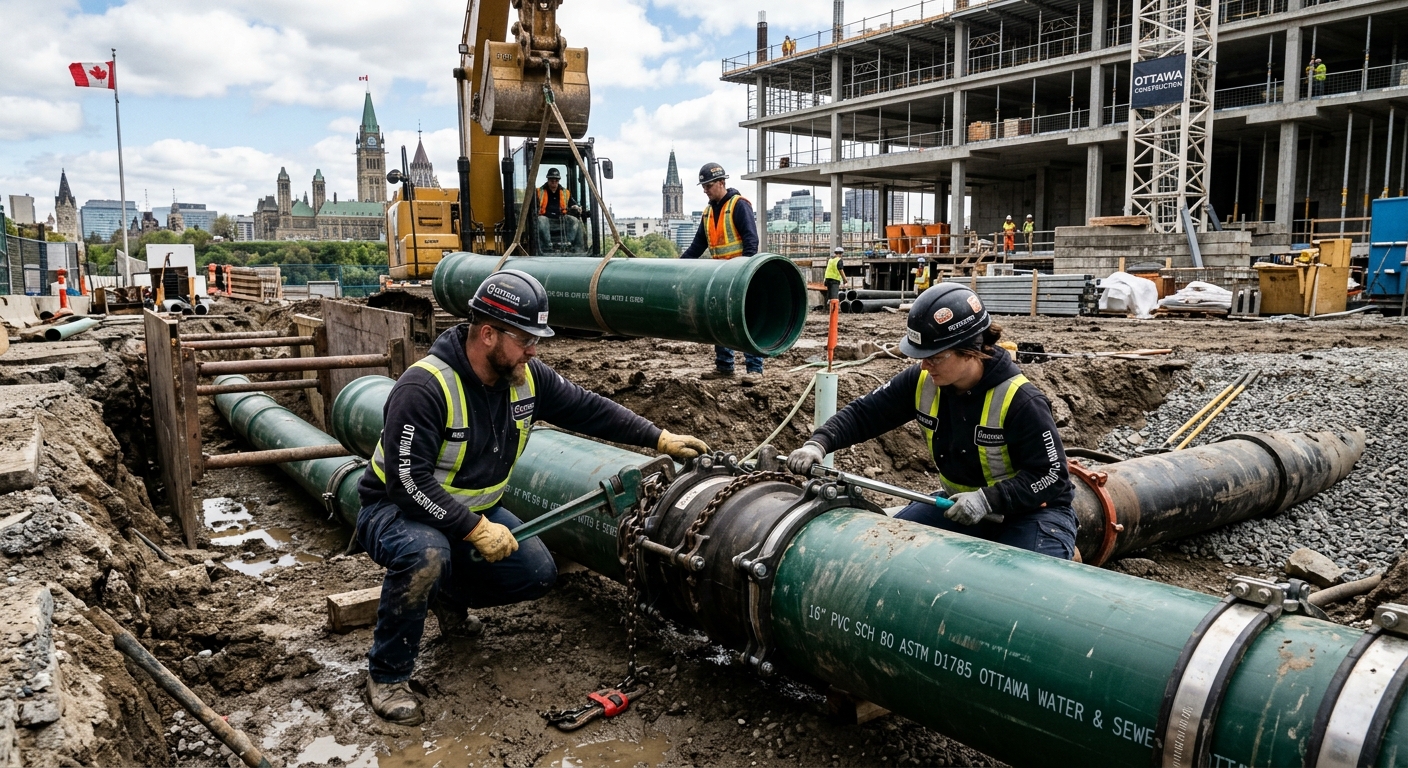 Commercial pipe installation Ottawa — large diameter