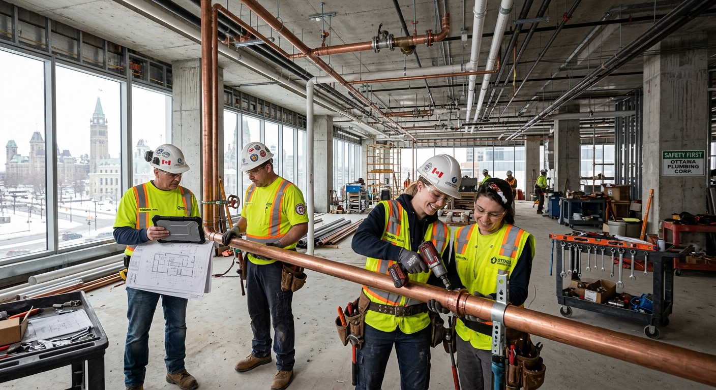New construction plumbing rough-in Ottawa — commercial build