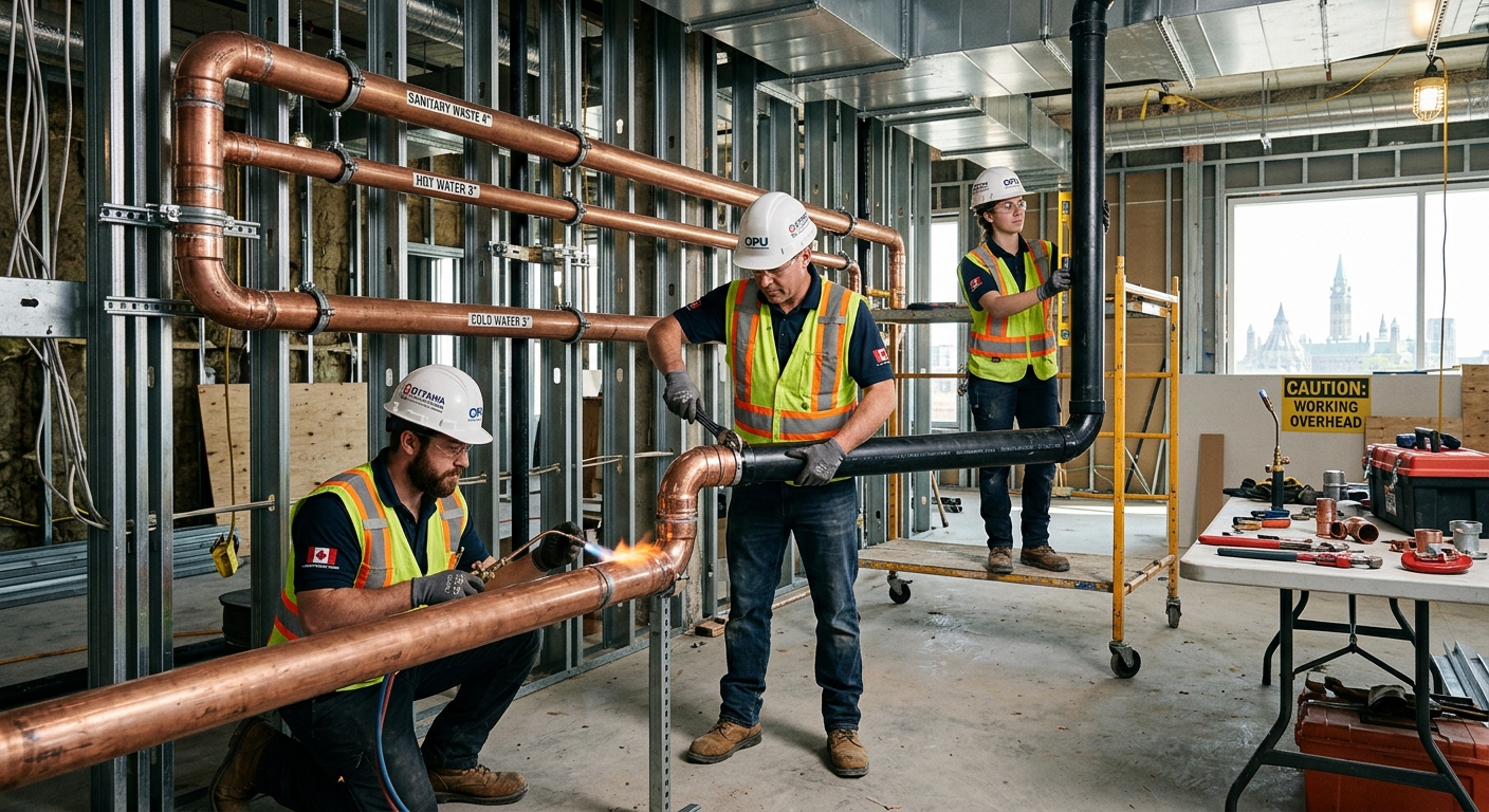 Commercial and industrial plumbing installation for restaurant and facility in Ottawa