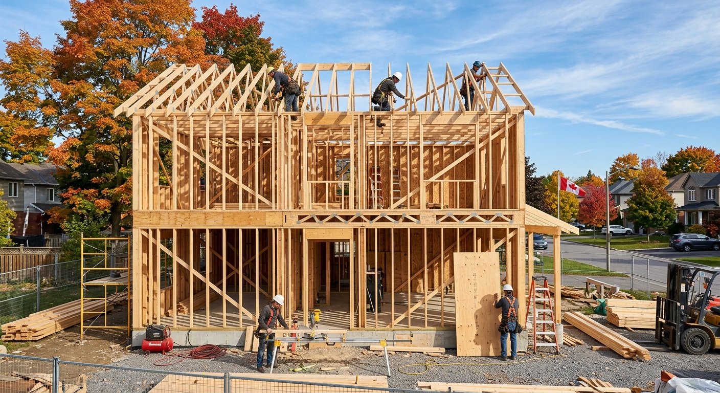 Custom home framing Ottawa — multi-storey structure