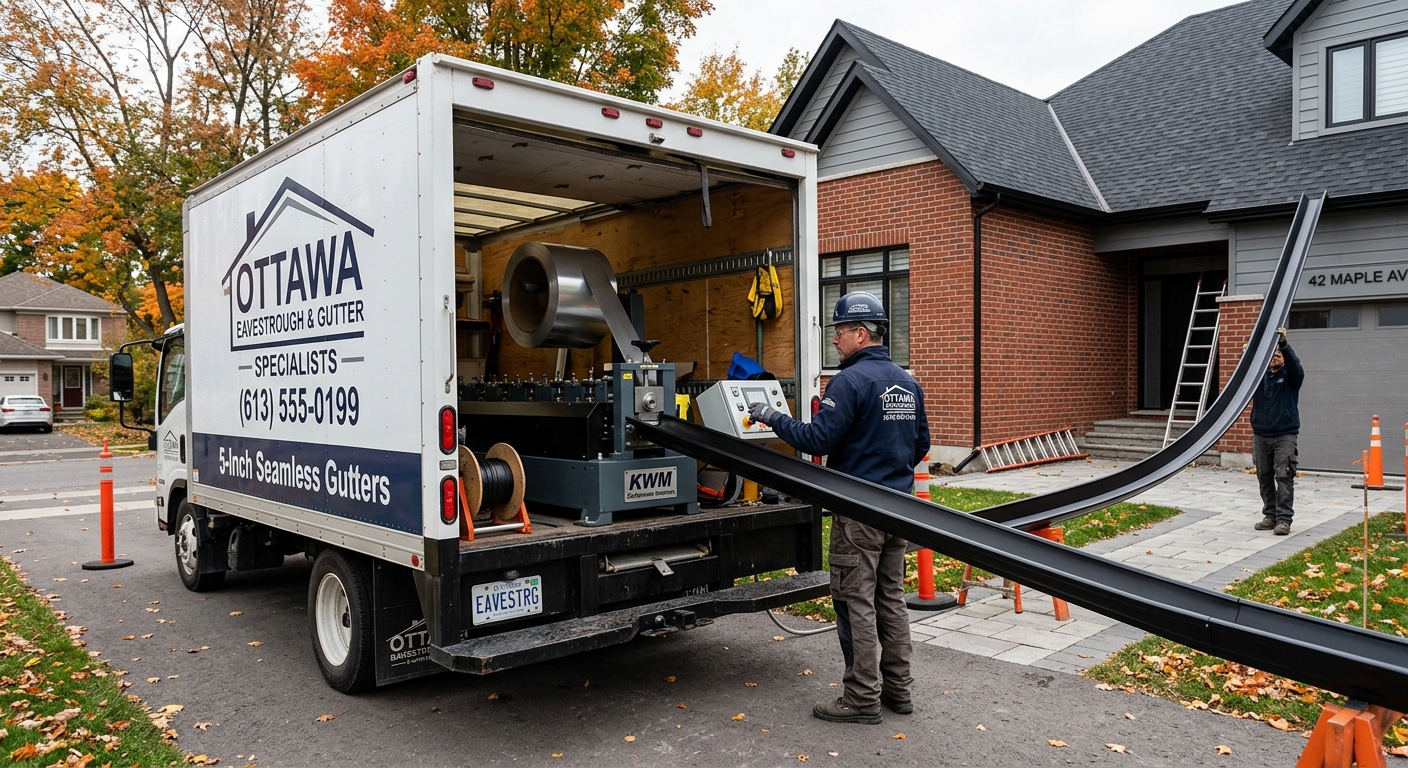 Eavestrough fabrication on-site Ottawa — seamless run