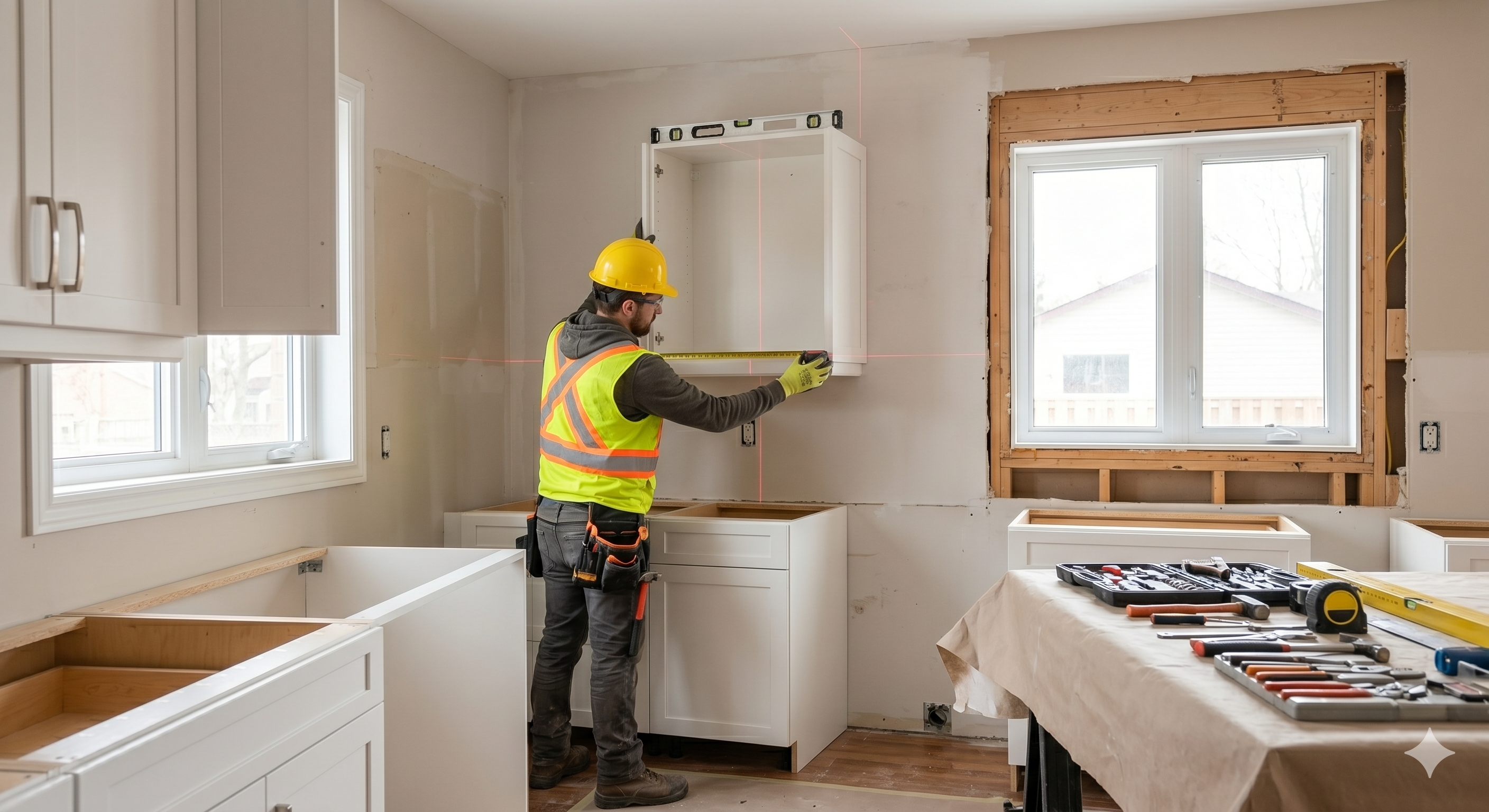 Installation des armoires de cuisine