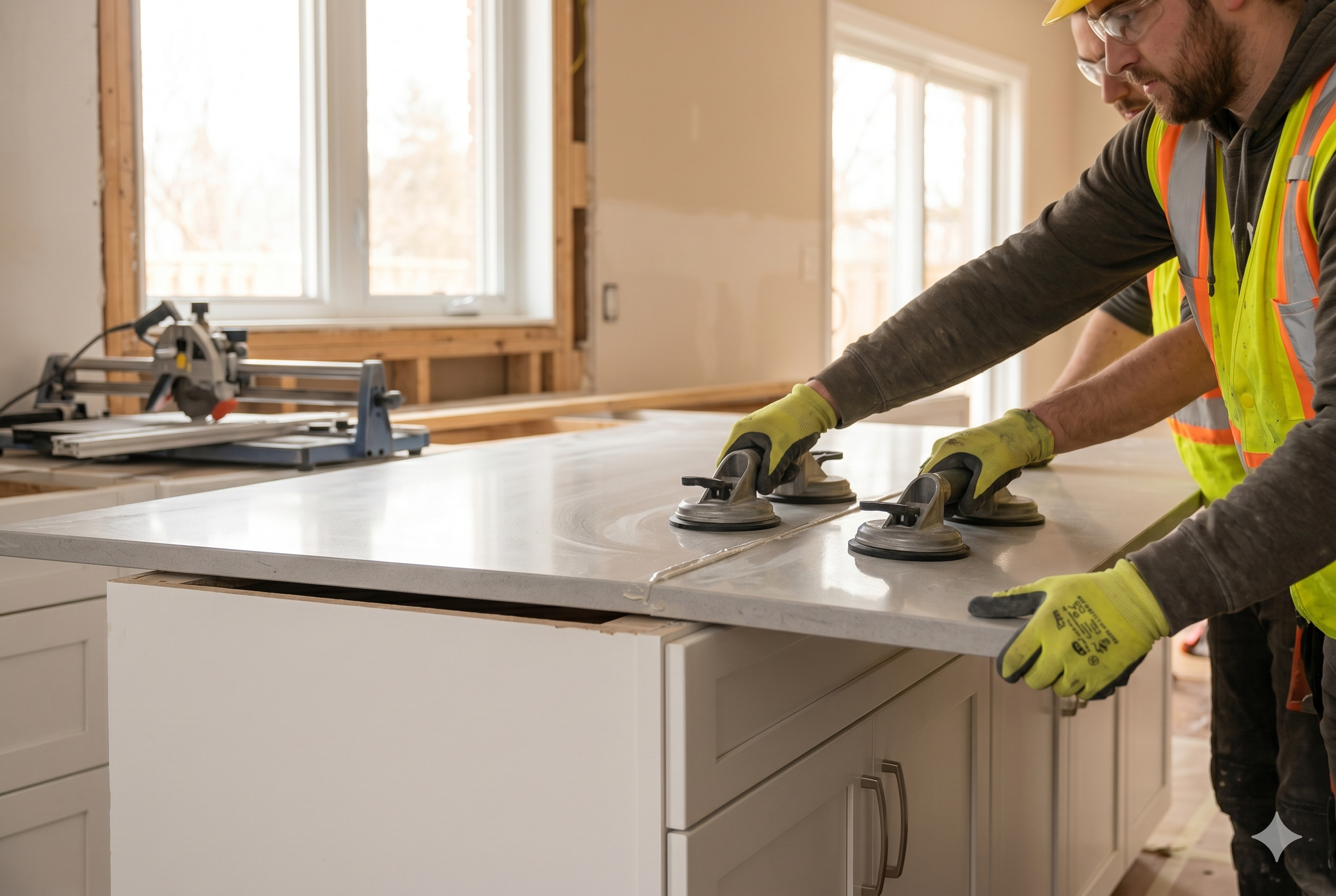 Installation comptoir quartz