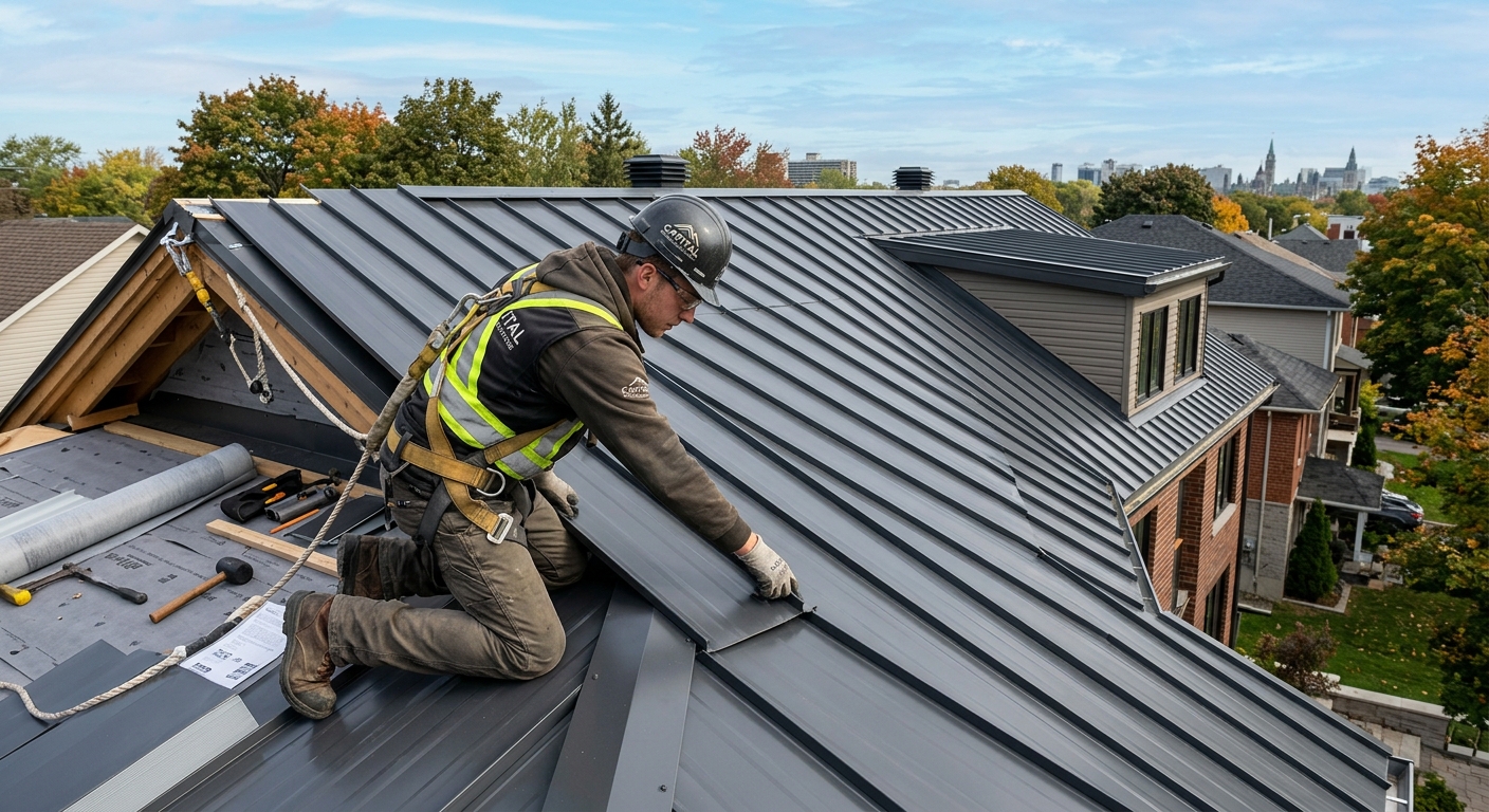Steel roofing panels Ottawa — before installation