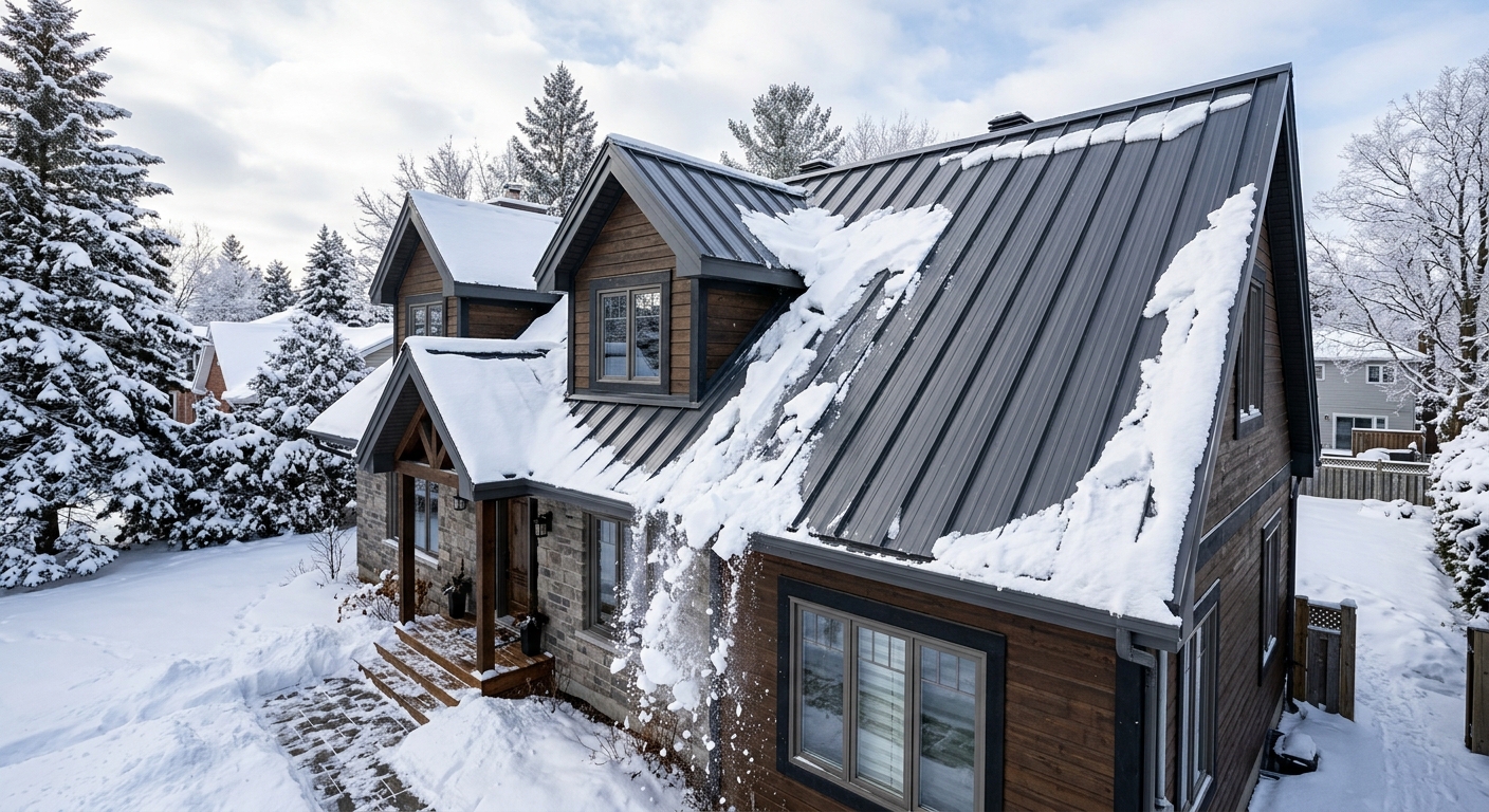 Completed metal roof Ottawa — aerial view