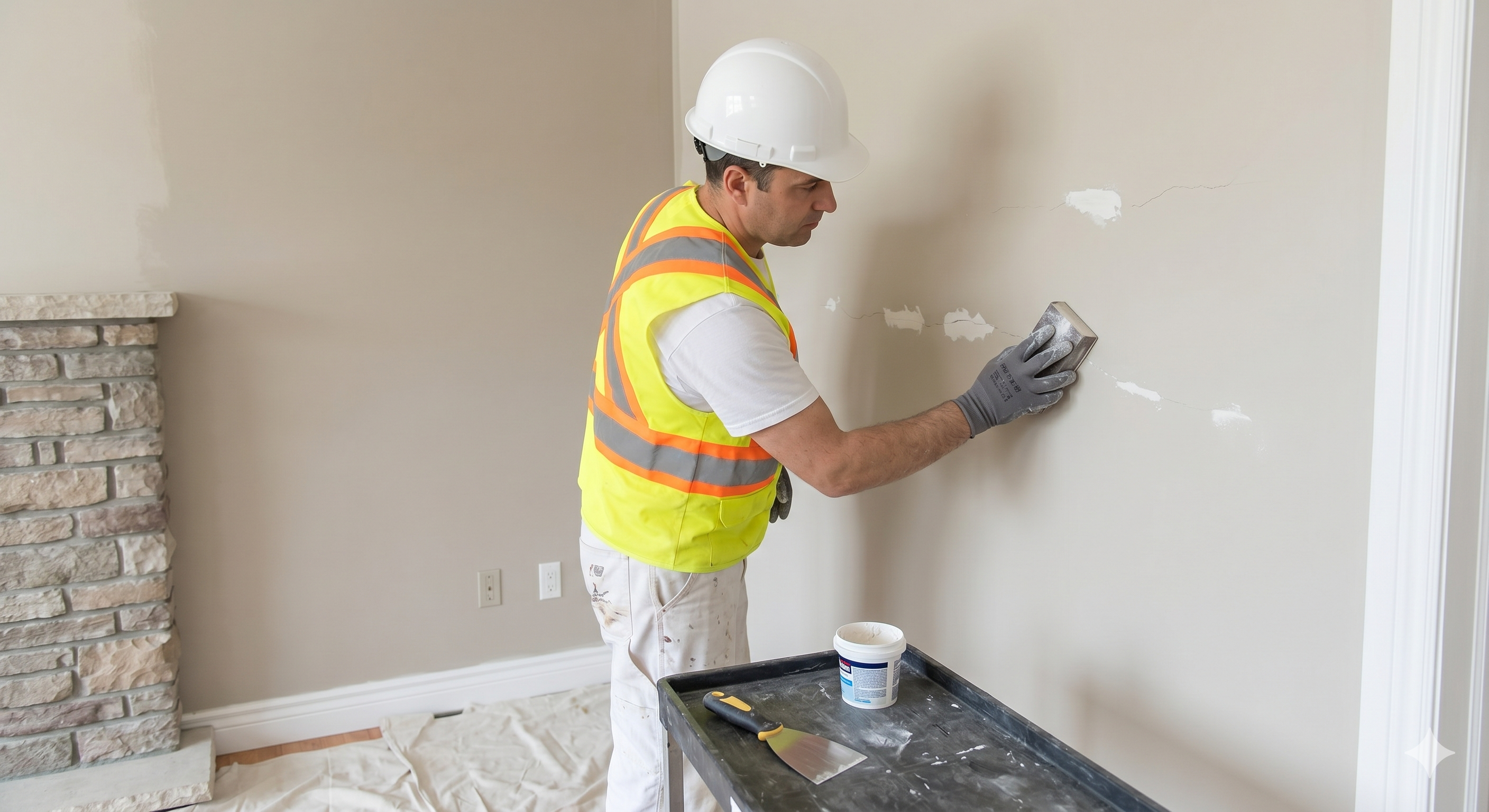 Préparation des surfaces — ponçage et remplissage fissures Ottawa