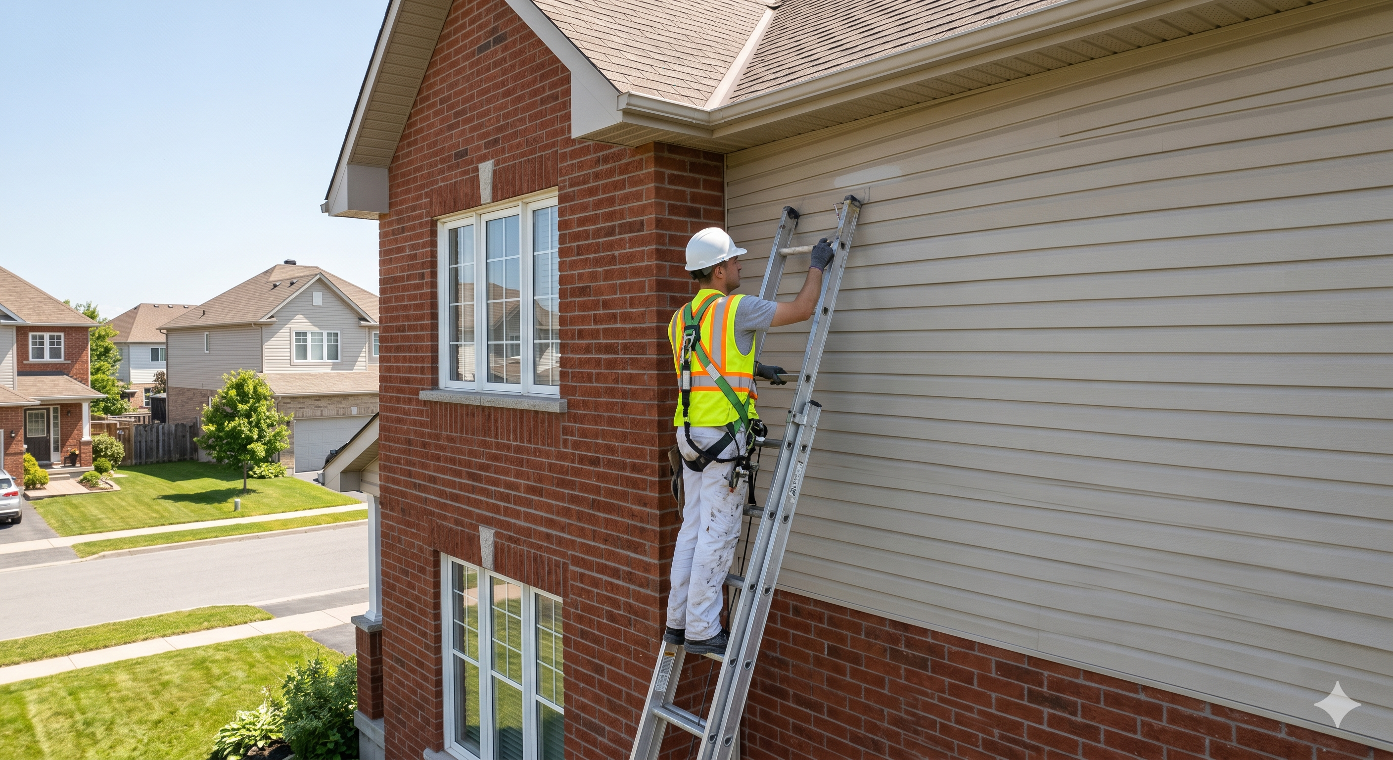Peinture extérieure professionnelle Ottawa — peintre sur échelle