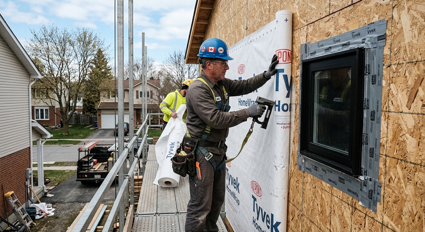 Siding installation Ottawa — moisture barrier install