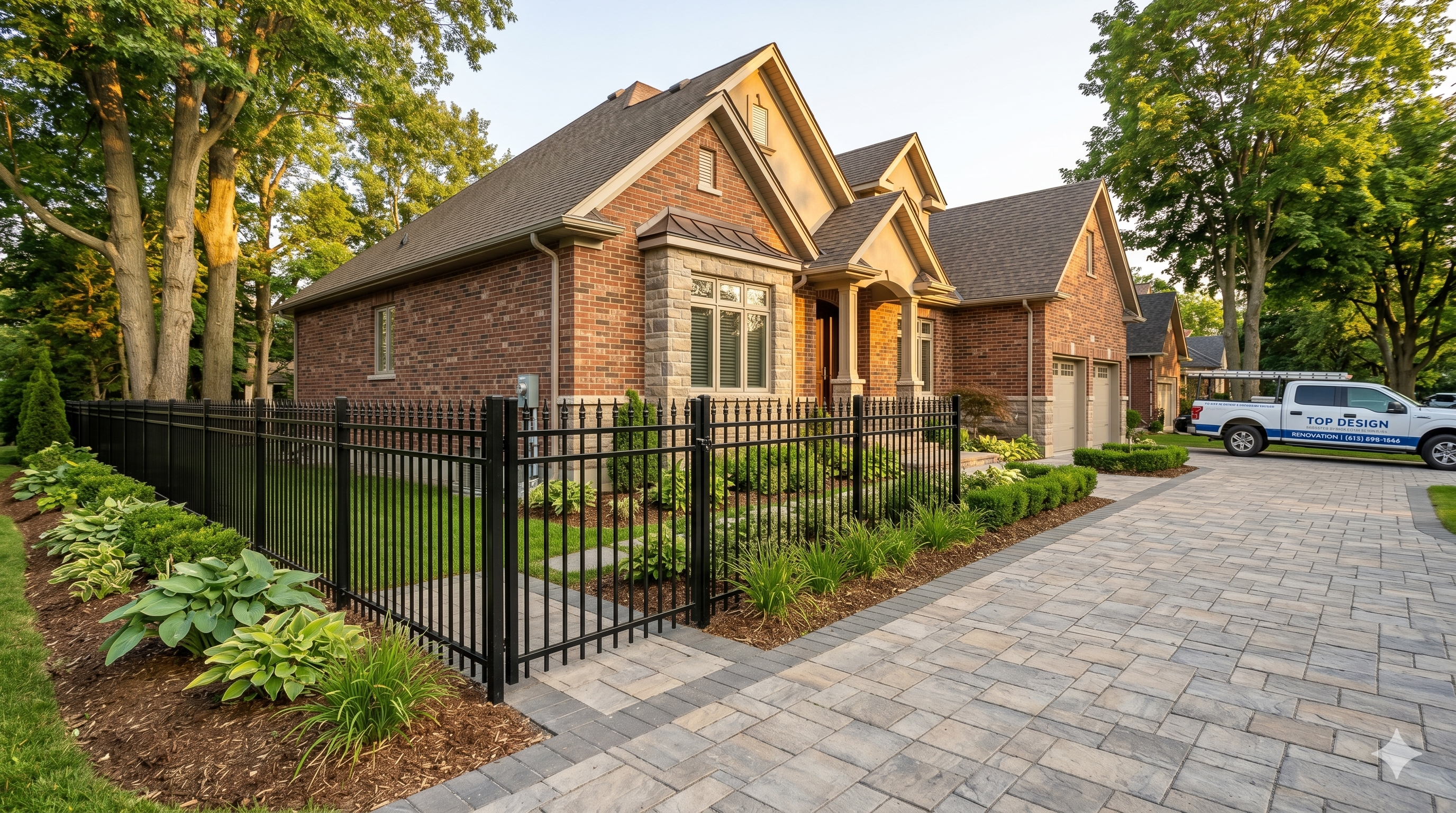 Fence installation around a residential backyard in Ontario Canada